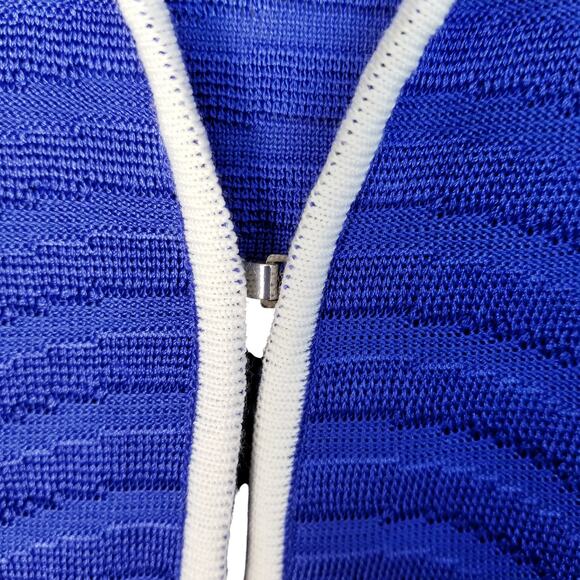 Misook Knit Jacket Cobalt Blue White Contrast Trim Pockets Size XL - Picture 7 of 9